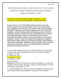 OSSF INSTALLER II LICENSE || LATEST EXAM || ACTUAL EXAM 100 QUESTIONS CORRECT