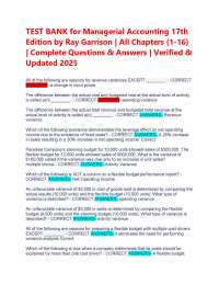 TEST BANK for Managerial Accounting 17th Edition by Ray Garrison | All Chapters (1-16) |