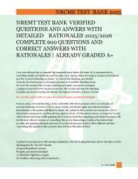 NREMT Test Bank Verified Questions and Answers with Detailed Rationales 600 Questions