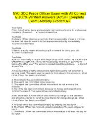NYC DOC Peace Officer Exam with All Correct & 100% Verified Answers |Actual Complete Exam