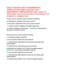ISACA CYBERSECURITY FUNDAMENTALS CERTIFICATION EXAM 2025/2026 TEST ASSESSMENT COMPREHENSIV