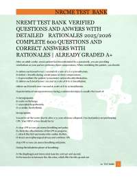 NREMT Test Bank Verified Questions and Answers with Detailed Rationales 600 Questions