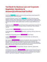 Test Bank for Business Law and Corporate Regulation: Questions & Answers||Confirmed And