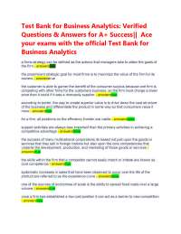 Test Bank for Business Analytics: Verified Questions & Answers for A+ Success|| Ace your