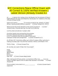 NYC Corrections Peace Officer Exam with All Correct & 100% Verified Answers |Latest Versio