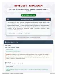 Nurs 3514 - Final Exam 110+ (2026 Verified Pack) Full Exam Questions & Answers Grade A+