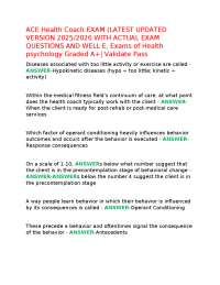 ACE Health Coach EXAM (LATEST UPDATED VERSION 2025/2026 WITH ACTUAL EXAM QUESTIONS AND WEL
