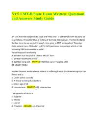 NYS EMT-B State Exam Written: Questions and Answers Study Guide