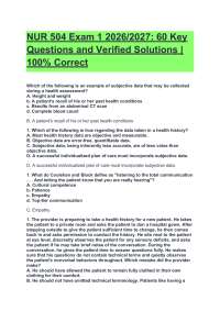 NUR 504 Exam 1 2026/2027- 60 Key Questions and Verified Solutions | 100% Correct