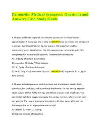 Paramedic Medical Scenarios: Questions and Answers Case Study Guide