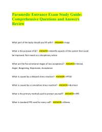 Paramedic Entrance Exam Study Guide: Comprehensive Questions and Answers Review