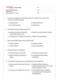 Cognitive Psychology Exam 2