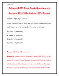 COLORADO POST EXAM STUDY GUIDE 2025/2026 – 200+ Q&AS WITH RATIONALES (LAW ENFORCEMENT CERT