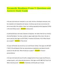 Paramedic Readiness Exam 5: Questions and Answers Study Guide