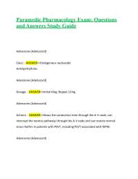 Paramedic Pharmacology Exam: Questions and Answers Study Guide