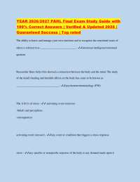 YEAR 2026/2027 PAHL Final Exam Study Guide with 100% Correct Answers | Verified & Updated