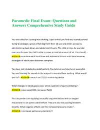 Paramedic Final Exam: Questions and Answers Comprehensive Study Guide