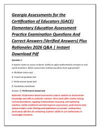 Georgia Assessments for the Certification of Educators (GACE) Elementary Education Asses