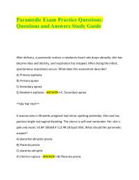 Paramedic Exam Practice Questions: Questions and Answers Study Guide