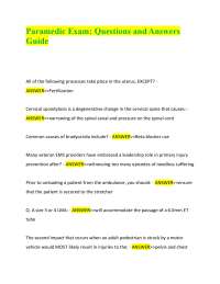 Paramedic Exam: Questions and Answers Guide