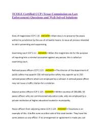 TCOLE Certified CCP (Texas Commission on Law Enforcement) Questions and Well-Solved Solut