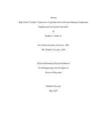 EdD Capstone Project Study | High School Teachers' Experiences Using Data-Driven Decision