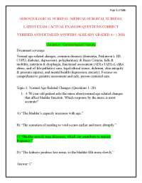 GERONTOLOGICAL NURSING / MEDICAL-SURGICAL NURSING|| LATEST EXAM || ACTUAL EXAM 100 QUESTI
