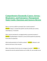 Comprehensive Paramedic Course: Airway, Respiratory, and Emergency Management Study Guid