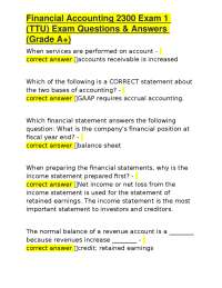 Financial Accounting 2300 Exam 1 (TTU) Exam Questions & Answers (Grade A+)