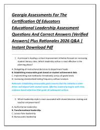 Georgia Assessments For The Certification Of Educators Educational Leadership Assessment