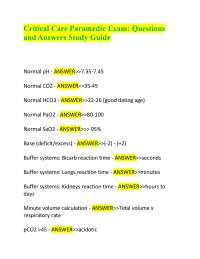 Critical Care Paramedic Exam: Questions and Answers Study Guide