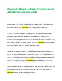 Paramedic Readiness Exam 4: Questions and Answers Practice Test Guide