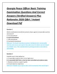 Georgia Peace Officer Basic Training Examination Questions And Correct Answers (Verified
