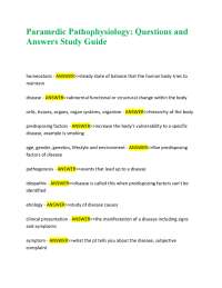 Paramedic Pathophysiology: Questions and Answers Study Guide