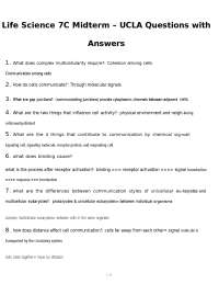 Life Science 7C Midterm – UCLA Questions with Answers