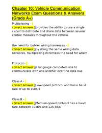 Chapter 10: Vehicle Communication Networks Exam Questions & Answers (Grade A+)