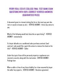 PERRY REAL ESTATE COLLEGE FINAL TEST BANK EXAM QUESTIONS WITH 100% CORRECT VERIFIED ANSWER