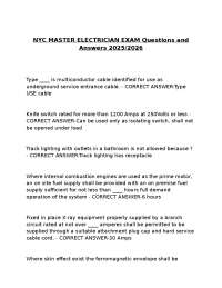NYC MASTER ELECTRICIAN EXAM Questions and Answers 2025/2026