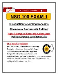 NSG 100 Exam 1 (PDF) | (2026/2027) Nursing Concepts Q&A | Germanna