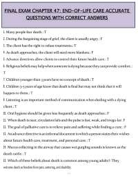 Chapter 47 End-of-Life Care Final Exam (PDF) | 2026 Questions & Answers