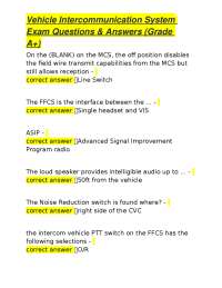 Vehicle Intercommunication System Exam Questions & Answers (Grade A+)