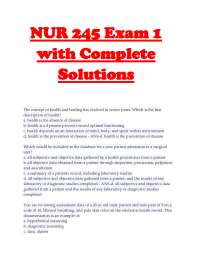 NUR 245 Exam 1 Complete Solutions | Health Assessment Nursing Study Guide
