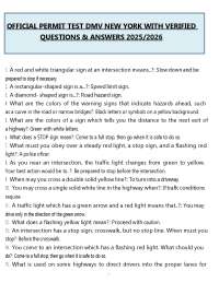 Official Permit Test DMV New York State Questions and Answers (PDF) | 2026 Exam Prep