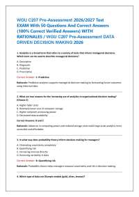 WGU C207 Pre-Assessment 2026/2027 Test EXAM With 50 Questions And Correct Answers (100%