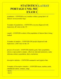 STATISTICS PORTAGE CNSL 503 EXAM 1 LATEST