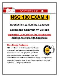 NSG 100 Exam 4 (PDF) | (2026/2027) Nursing Concepts Q&A | Germanna