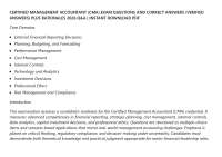 CERTIFIED MANAGEMENT ACCOUNTANT (CMA) EXAM QUESTIONS AND CORRECT ANSWERS (VERIFIED ANSWERS