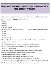DMV Permit Test Practice New York Questions and Answers (PDF) | 2026 Exam Prep