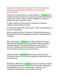 Ethics and Professional Behaviors: NUR1229 Questions With Complete Solutions|Graded A+