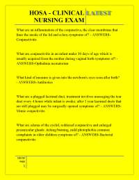 HOSA - CLINICAL LATEST NURSING EXAM ,HOSA - CLINICAL LATEST NURSING EXAM
